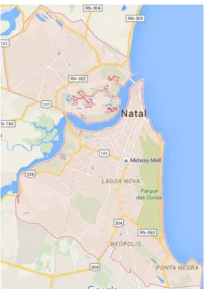 Figure 12: Natal - Brazil - Minimum-Bounding Rectangle ( GMAPS/NATAL , 2015).
