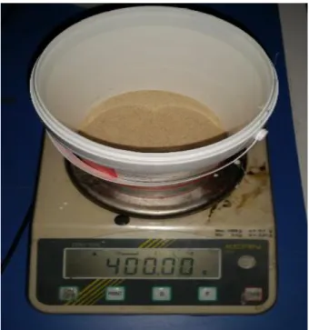 Figura 9-Processo de pesagem de areia 
