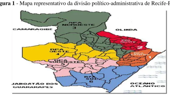 Figura 1 - Mapa representativo da divisão político-administrativa de Recife-PE