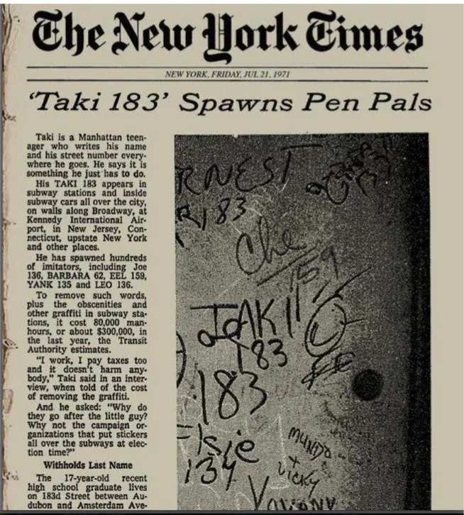 Figura 6 - Taki 183 Spawns Pen Pals, in New York Post, 21 Jul 1971 | Fonte: 