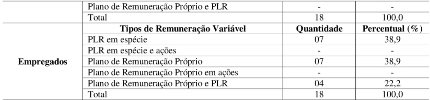 Tabela  4  –   Caracterização  das  empresas  que  possuem  planos  próprios  de  remuneração  variável 