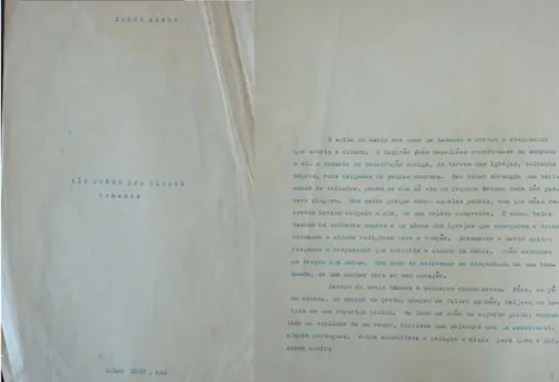 Ilustração dos documentos 2 e 4 da primeira versão do romance (V1) 