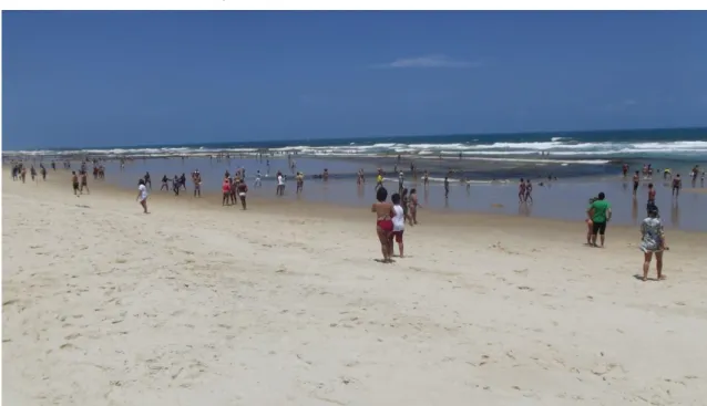 Figura 9. Aglomeração de usuários na zona de estirâncio na Praia do Futuro. 