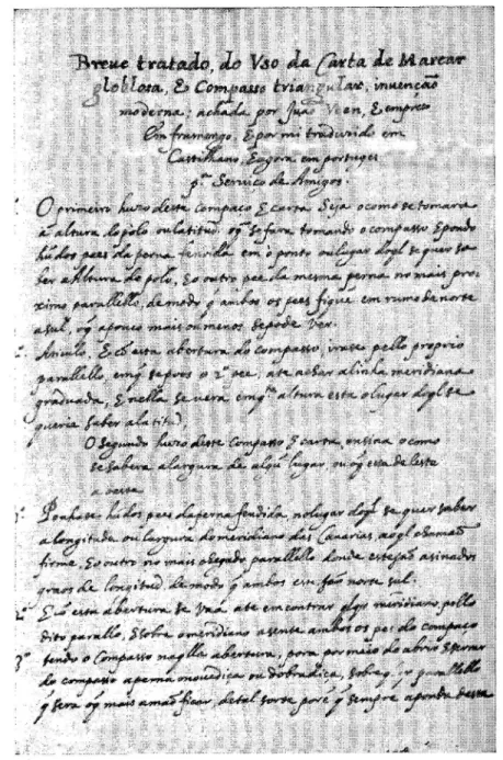 Fig. 2 — Première page de la traduction portugaise du petit traité d'Adriaen Veen sur la «carte en bosse».
