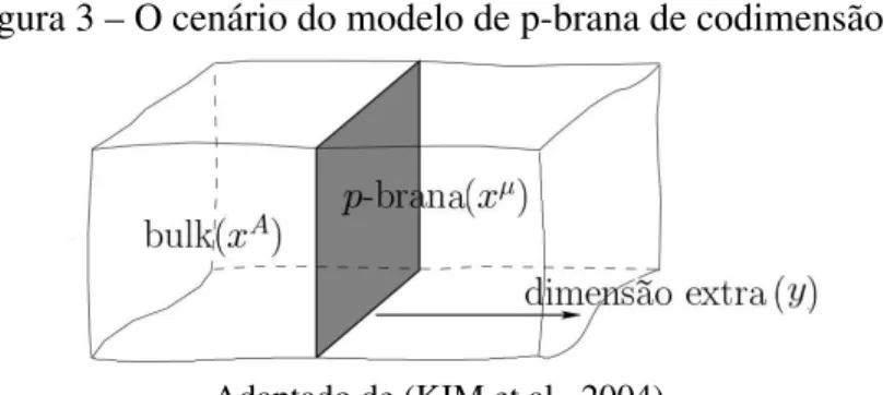 Figura 3 – O cen´ario do modelo de p-brana de codimens˜ao 1.