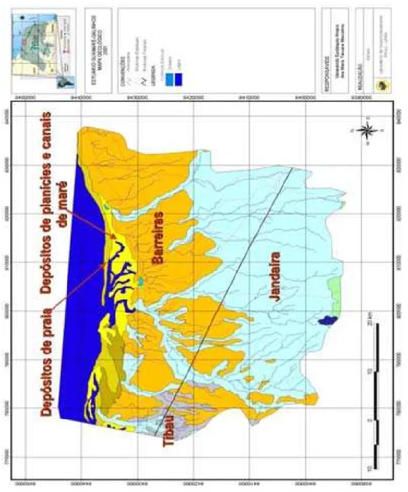 Figura 1.4. Mapa geológico do Estuário Galinhos-Guamaré na escala 1:50.000. 