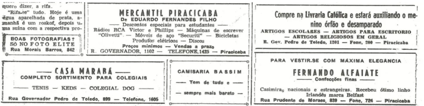 Figura 3: Anúncios publicitários do Jornal O Sud Mennucci. 