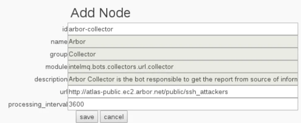 Figure 3.15: Form for Bots Configuration [17]