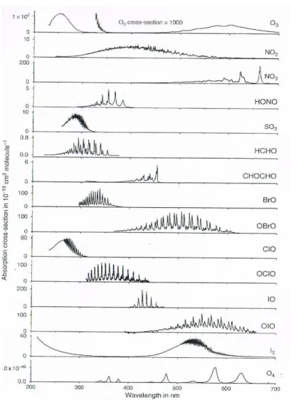 Figure 4.6- Absorption cross sections in cm -2  of some trace gases from (Platt &amp; Stutz, 2008)