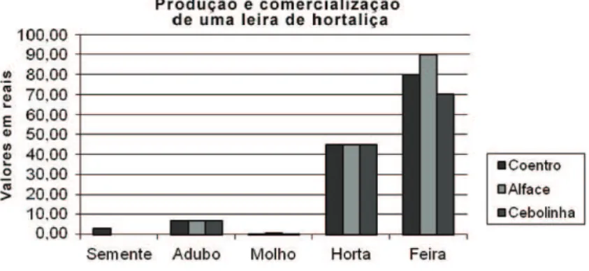 Gráfico 2 – Custo e venda de uma leira de hortaliças da comunidade dos  horticultores de Gramorezinho  –  Natal  –  RN