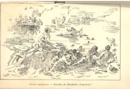 Figura 9: Esboço da obra  Combate naval do Riachuelo  realizado por Victor Meireles.  Catálogo Illustrado  de 1884