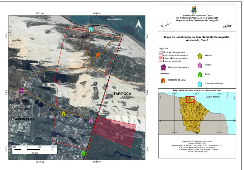 Figura 1: Mapa de localização do assentamento Sabiaguaba, Amontada, Ceará