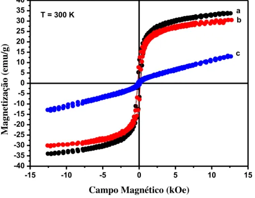 Figura 35 - Medidas de magnetização em função do campo magnético em temperatura 