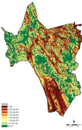 Figura 3. Carta de Declives do município (Fonte – Caracterização biofísica do PDM). 
