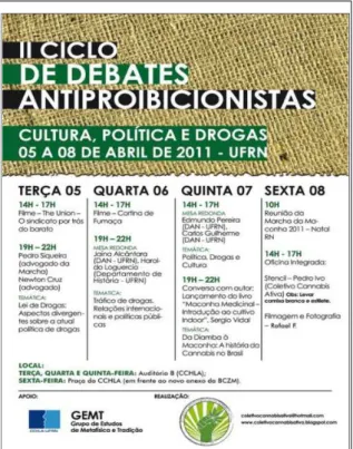Ilustração 3: Folder de Divulgação do II Ciclo de Debates Antiproibicionistas.