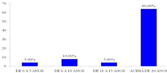 Gráfico 3 - Tempo de Serviço dos Gestores na Organização Fonte: Dados da Pesquisa (2009).