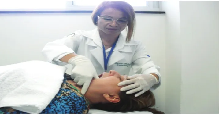 Figure 1. Passive accessory oscillatory mobilization technique of the left TMJ.