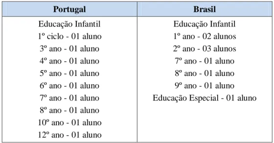 Tabela 12: escolarização dos alunos com SXF no ano da investigação 