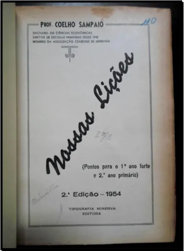 Figura 10 - Capa da cartilha Nossas Lições, cuja  autoria é do Prof. Coelho Sampaio 
