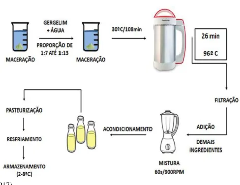 Figura 3  –  Produção da bebida à base de gergelim e laranja.  