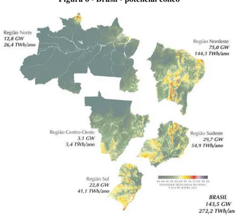 Figura 6 - Brasil - potencial eólico 