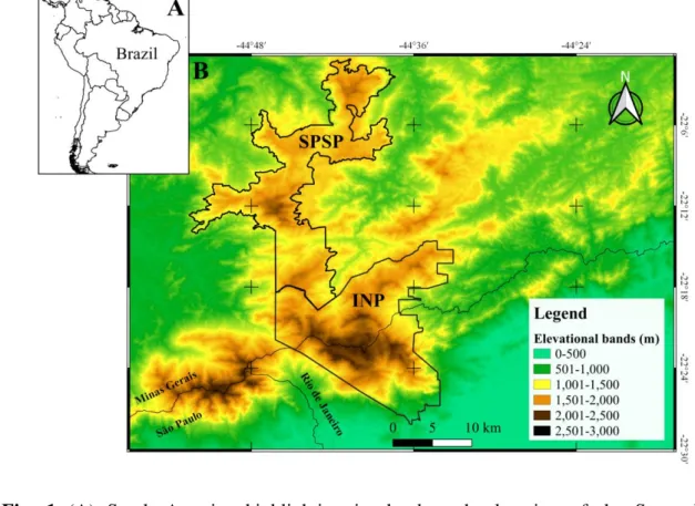 Fig.  1  (A)  South  America  highlighting  in  the  box  the  location  of  the  Serra  da  700 