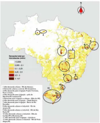 Figura 1 - Vazão Total de Retirada pro Microbacias no Brasil 