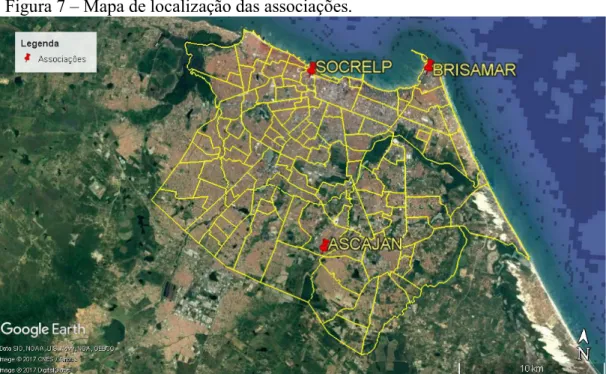 Figura 7 – Mapa de localização das associações. 