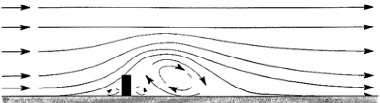 Figura 36 – Linhas de fluxo (a) e zonas de fluxo (b) associadas ao padrão típico de fluxo de ar