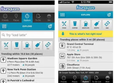 Figura 2 – Reprodução do aplicativo Foursquare para smartphones Fonte: http://migre.me/7rPA8