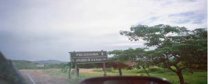 FIGURA 7: Entroncamento entre a BR – 174 e a entrada para a Vila do Barro, no município de Pacaraima – RR