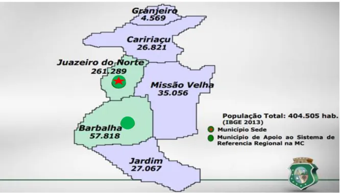 FIGURA 2: Mapa da 21ª Região de Saúde de Juazeiro do Norte– 2014   