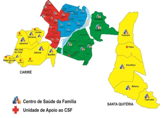 Figura 14 - Divisão dos Territórios adscritos da ESF de Sobral em Macroáreas 