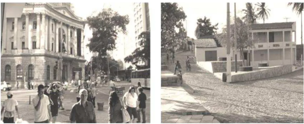 Ilustração 13 - Dois  cotidianos  vividos  diferentemente:  complexidades  espaços-temporais  na  cidade  do  Rio  de  Janeiro-  RJ  (à  esquerda) e no distrito de Diogo Lopes  – RN (à direita)