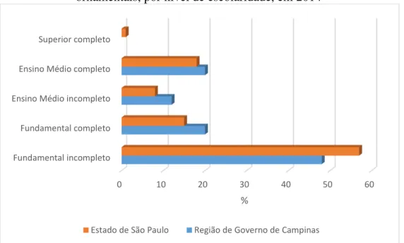Gráfico 2 – Distribuição de trabalhadores no cultivo de flores e plantas  ornamentais, por nível de escolaridade, em 2014 