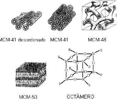 Figura 2.9 mostra materiais mesoporosos típicos da família M41S. 