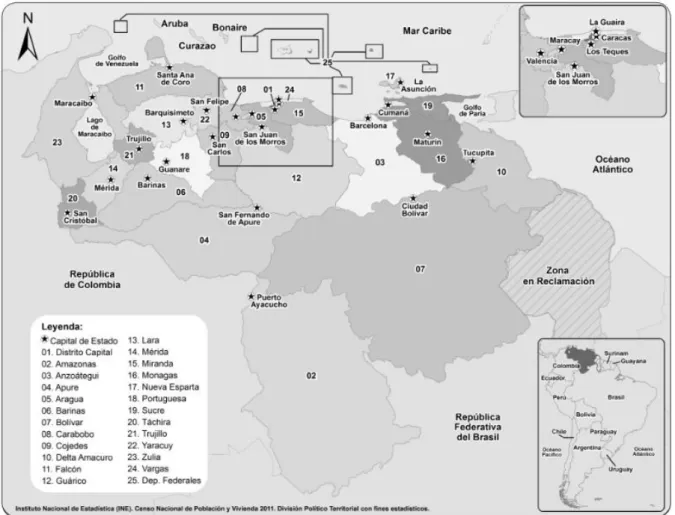 Gráfico 3 - Venezuela 2011: Divisão político-territorial operativa para fins estatísticos  Fonte: INE, 2011, p.12 