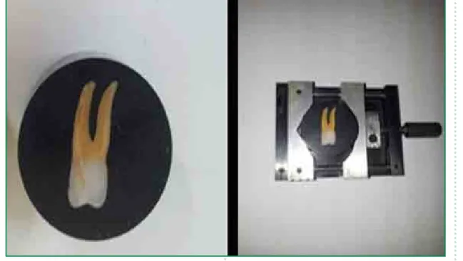 Figura 8 –  Penetrador e lentes de aumento para determinação da microdureza imagens obtidas do microscópio e, através 