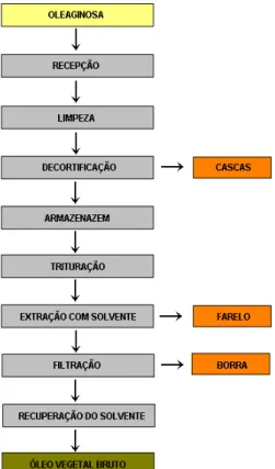 Figura 05: Fluxograma representativo da extração do óleo de carnaúba. 