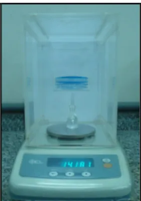 Figura 20: Balança e picnômetro de 10 mL utilizados. 