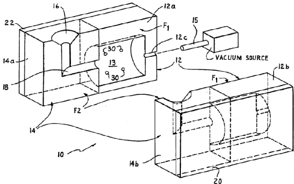 Fig. 23 – Esquema de montagem de um sistema de vácuo numa coquilha 