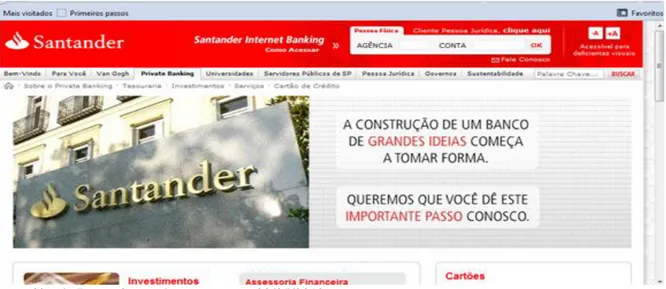 Figura 4: Tela de acesso ao Santander Internet Banking 