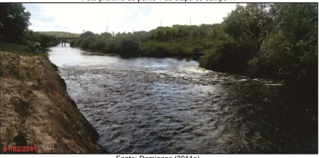 Foto 12  – Barramento natural do rio Maxaranguape. À esquerda verifica-se a Formação Barreiras
