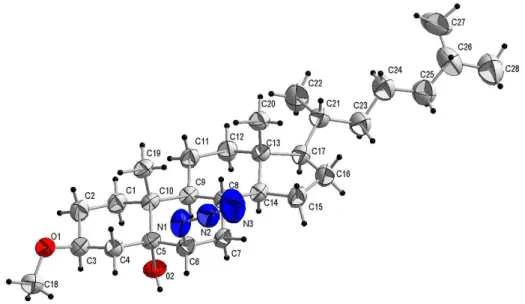 Figura  5  -  Projeção  da  estrutura  molecular  do  (3β) - (5α) - (6β)  colestan -3- -3-metóxi-5-ol-6-azido (1)