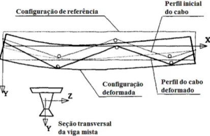 Figura 12 – Geometria e deformação do sistema. 