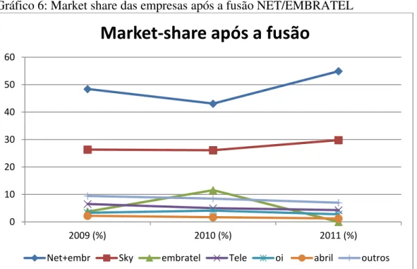 Gráfico 6: Market share das empresas após a fusão NET/EMBRATEL 
