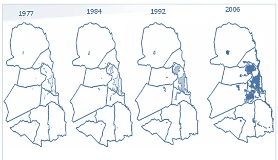 Figura 08. Evolução da Mancha Urbana na RMNatal entre 1977 e 2006 