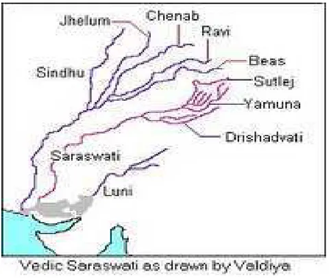 Figura 6 − O rio Sarasvati como foi traçado pelo prof. Valdiya  