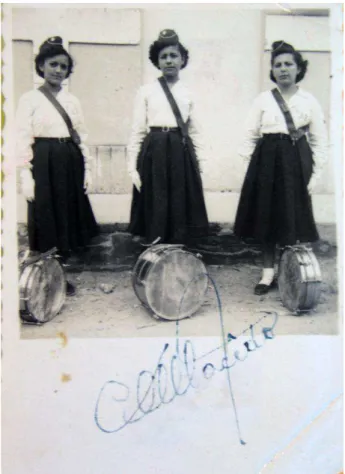 FIGURA 3: Banda do Curso Normal Regional. Da esquerda para a direita: Cornélia Dantas de Macêdo,  Sebastiana de Oliveira Cruz e Maria Francisca Barbalho (1954)