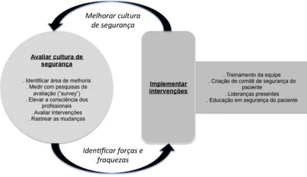 Figura  3  -  Modelo  de  melhoria  da  cultura  de  segurança  na  saúde.  Fonte:  adaptado  de  Halligan  e  Zecevic (2011)